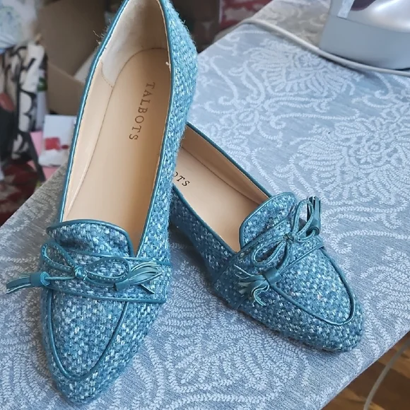Lovely Teal Tweed Flats - Picture 1 of 5